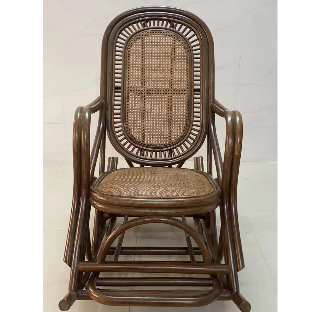 藤编摇椅躺椅真藤家用儿童阳台休闲椅新古典藤椅摇摇椅单人凉椅