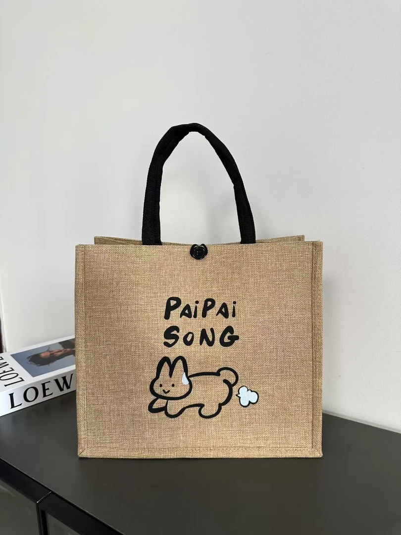 时尚国潮亚麻包2025新款森系文艺手提包ins风通勤大包女麻布包包