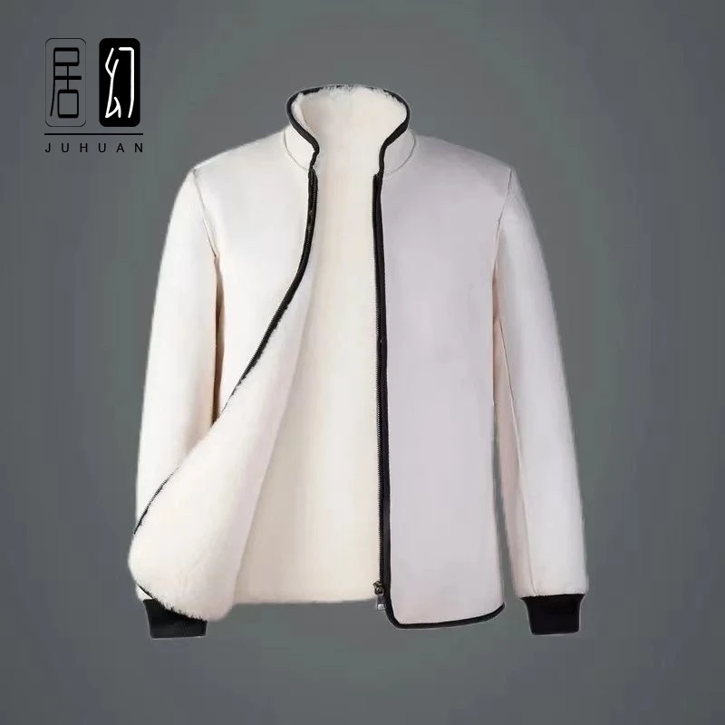 居幻男士棉袄冬中老年爸爸装休闲百搭外套老年人加厚立领保暖棉袄