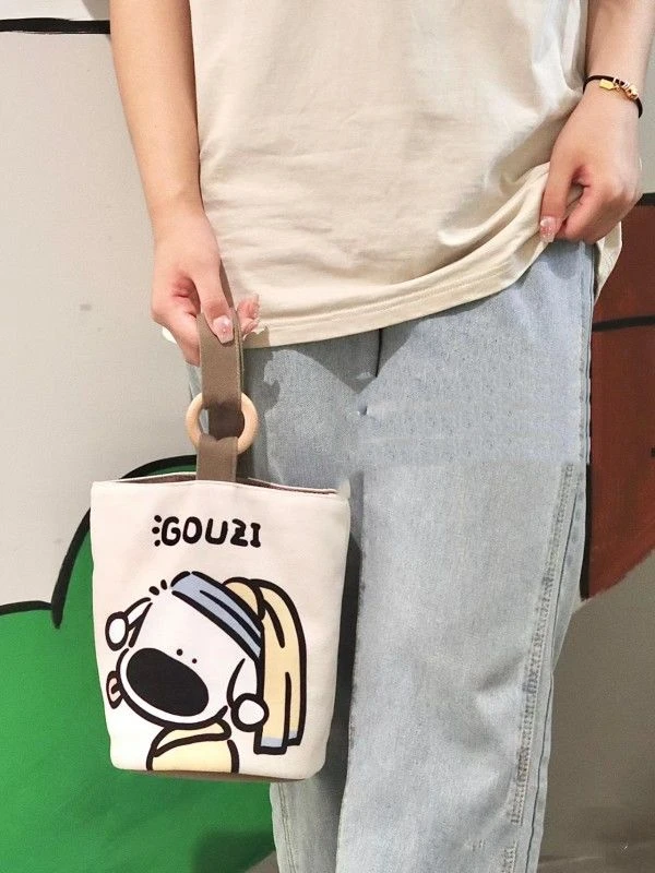 可爱手提袋帆布水桶包水桶型便携手拎便当包宝妈外出手提包上班族