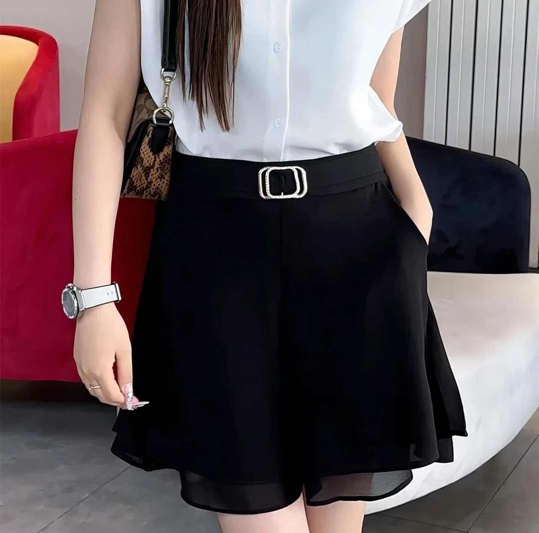2024夏季新款女士短裤裙气质百搭洋气显瘦洋气时尚纯色A字裤裙669