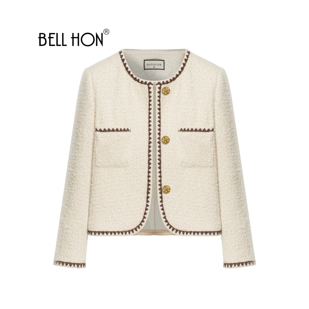 BELLHON巴黎挚爱小香风加绒气质外套8613