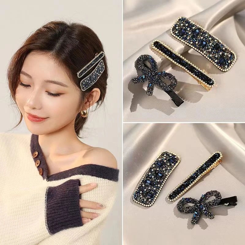 轻奢水钻发夹高级感新款边韩国时尚侧边气质刘海夹碎发卡女碎网YQ