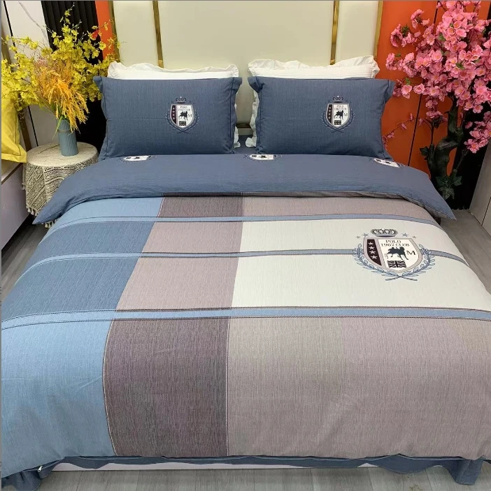 美家美家纺 纯棉印花套件加厚四季款简约风四件套  卡诺