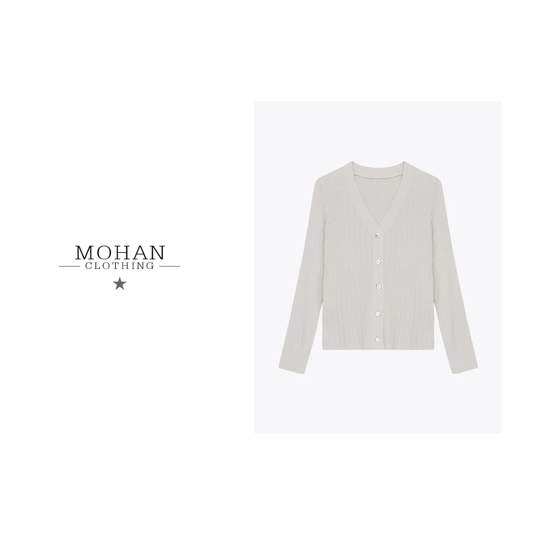 CLOTHING/墨含高奢时尚潮流气质优雅舒适百搭绵羊毛针织开衫LW120