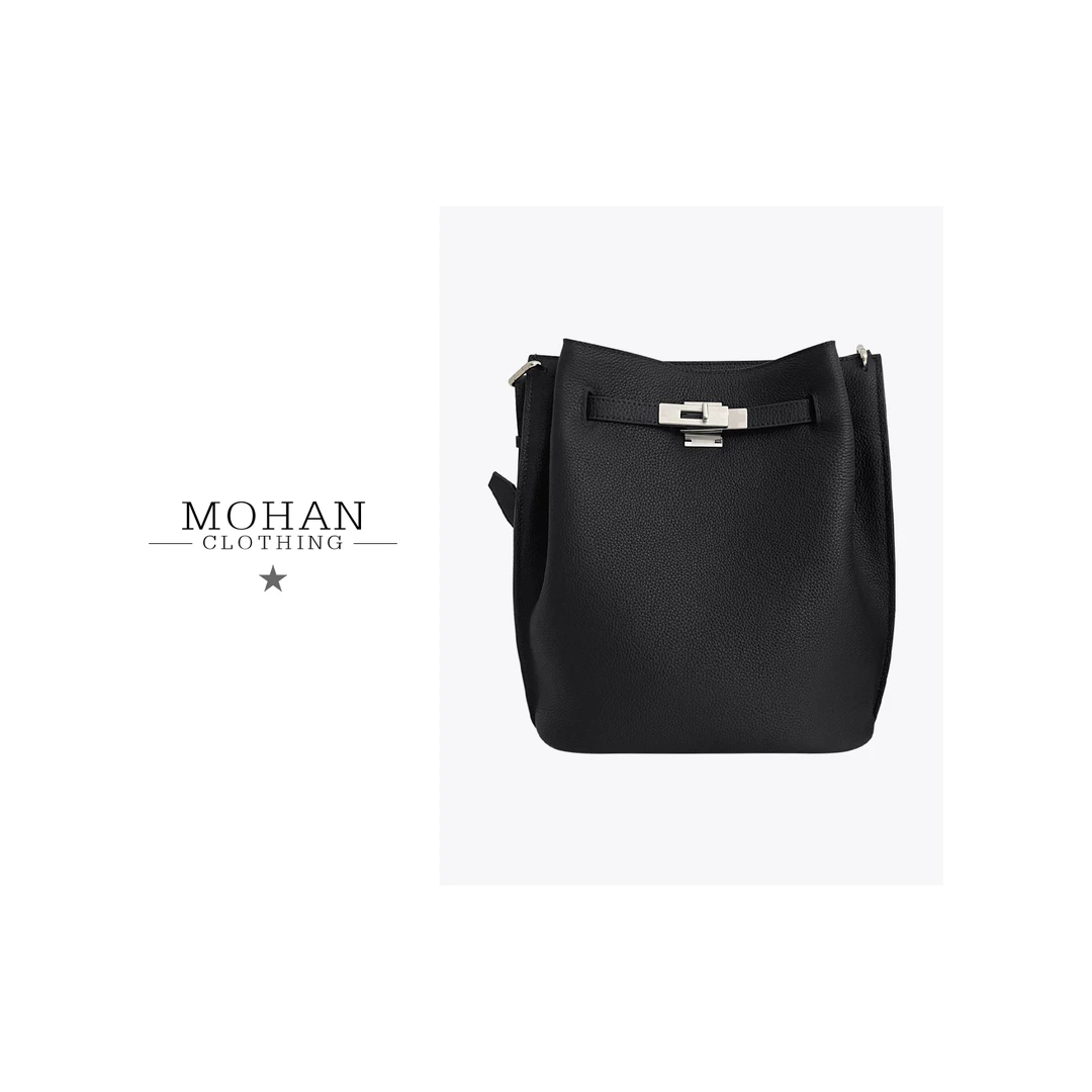 CLOTHING/墨含高奢时尚潮流优雅舒适百搭经典荔枝纹水桶包BA6125