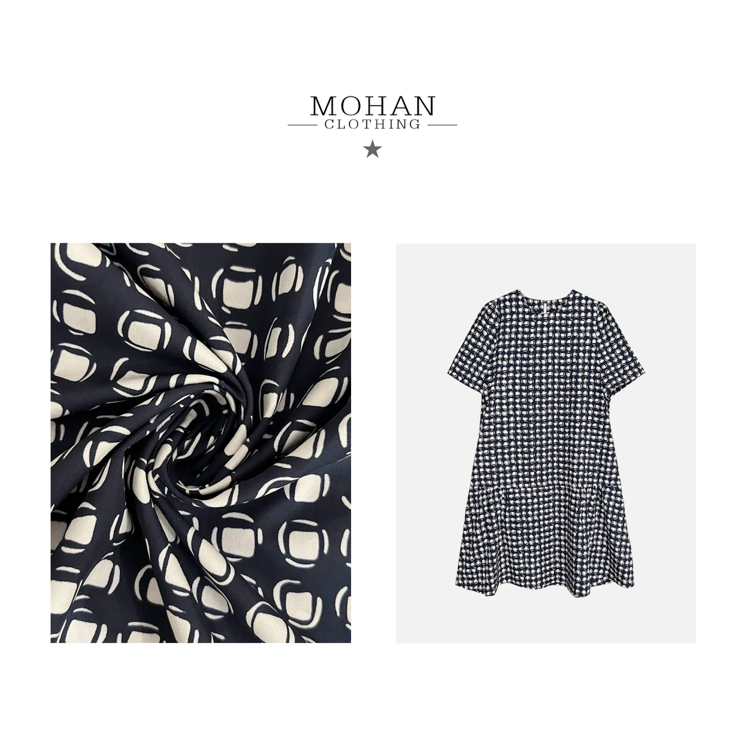 CLOTHING/墨含高奢时尚气质优雅舒适百搭经典格子短款连衣裙WJ471