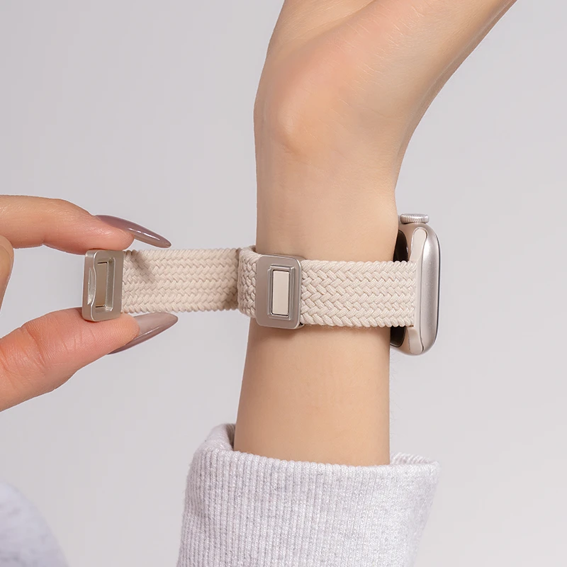 适用iwatch9苹果S10手表编织磁吸表带新款applewatch苹果手表带