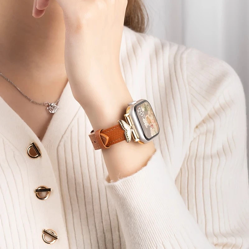 适用苹果S10手表iwatch9表带applewatch8新款SE真皮表带7创意时尚
