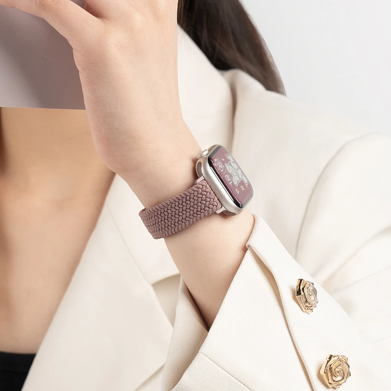 适用iwatch9苹果S10手表applewatch8/7/SE尼龙表带弹力苹果手表带