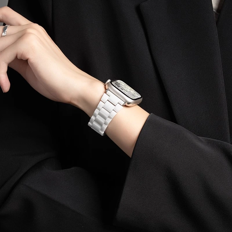 适用iwatch9苹果S10手表applewatch8陶瓷表带商务创意个性女时尚7