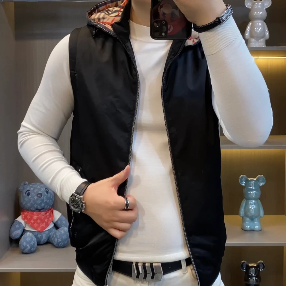 0179男士秋季休闲连帽马甲舒适高品质时尚百搭薄棉马甲轻奢冬季