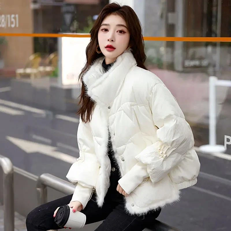 小香风羽绒服女2023新款冬季短款小个子时尚高端洋气立领气质羽绒