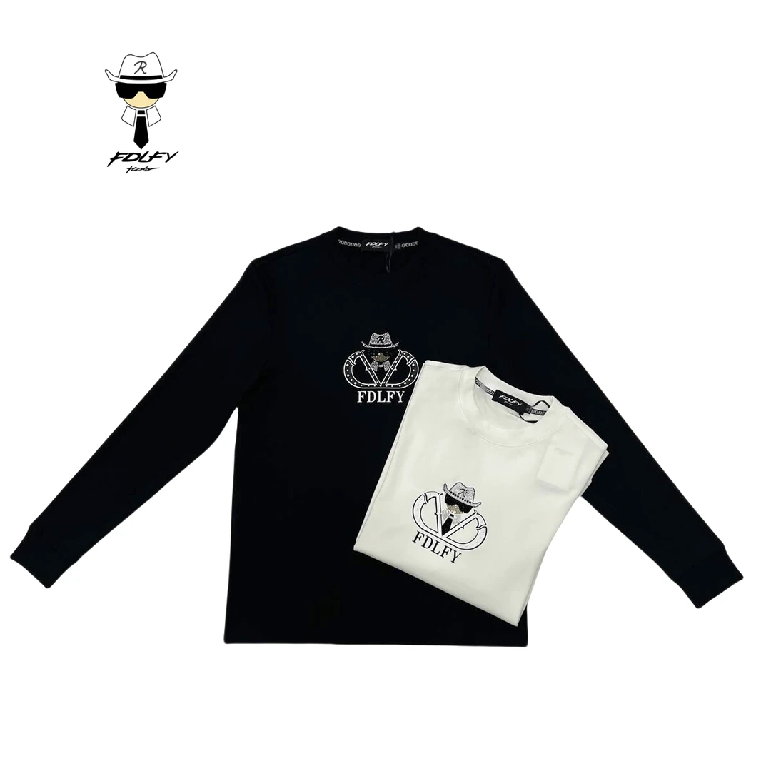 FDLFY老佛爷2024秋冬新款打底衫男士轻奢时尚百搭长圆领T恤8187