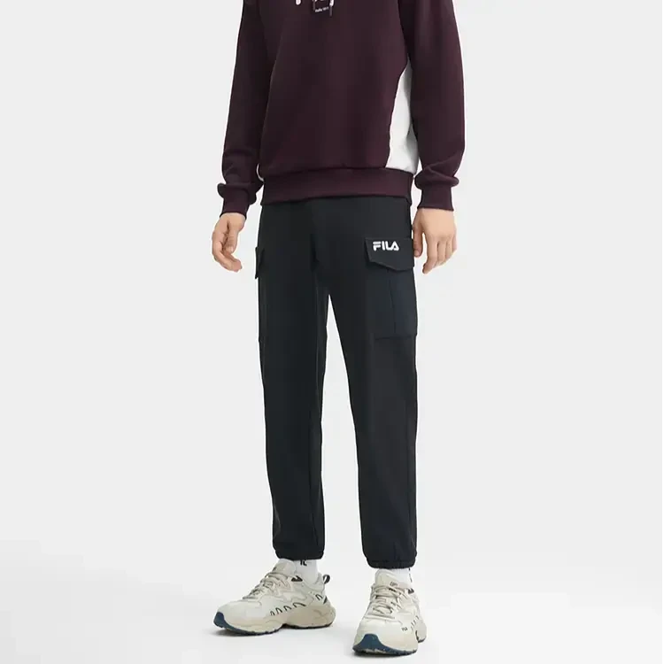Fila/斐乐2024冬季新款男士加绒运动裤束脚时尚休闲裤F11M449801F