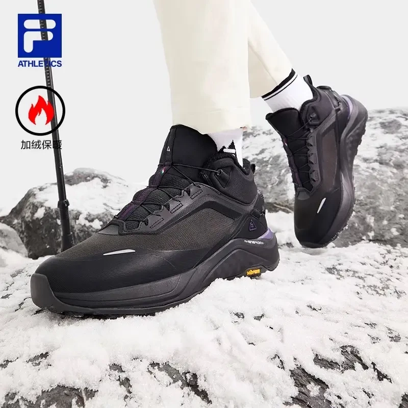 Fila/斐乐新款【雪狼2】情侣同款中帮加绒户外跑步鞋A12W441217F