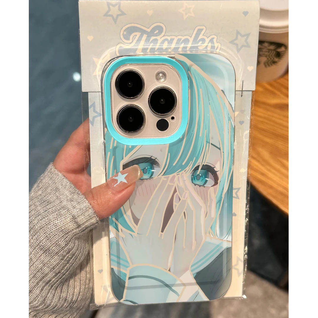 蓝眼睛初音未来华为vivo小米oppo荣耀苹果15手机壳iPhone13软14潮