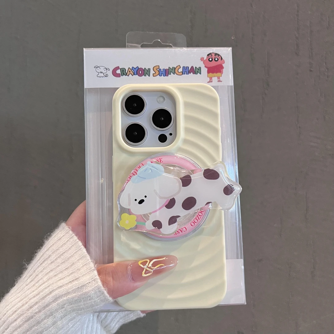 花朵斑点狗波漾磁吸壳适用苹果15手机壳iPhone16创意13防摔14