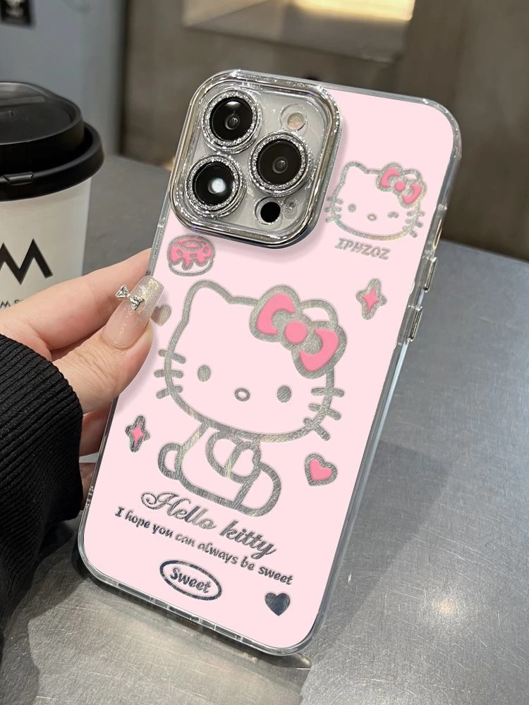 新款凯蒂猫苹果13手机壳iPhone15镜头膜14精孔11气囊12promax防摔