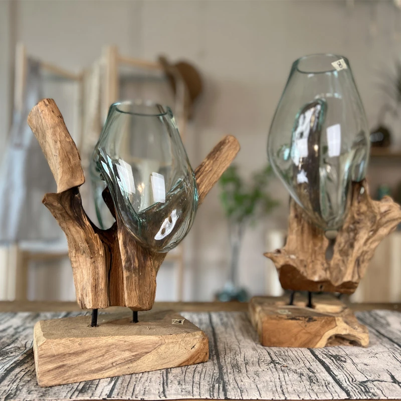 创意树根柚木枯木个性鱼缸水培异型玻璃花瓶中式禅意摆件民宿装饰