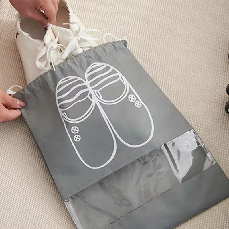 抽绳收纳防尘鞋袋可视透明鞋子收纳袋家用旅行收纳防潮