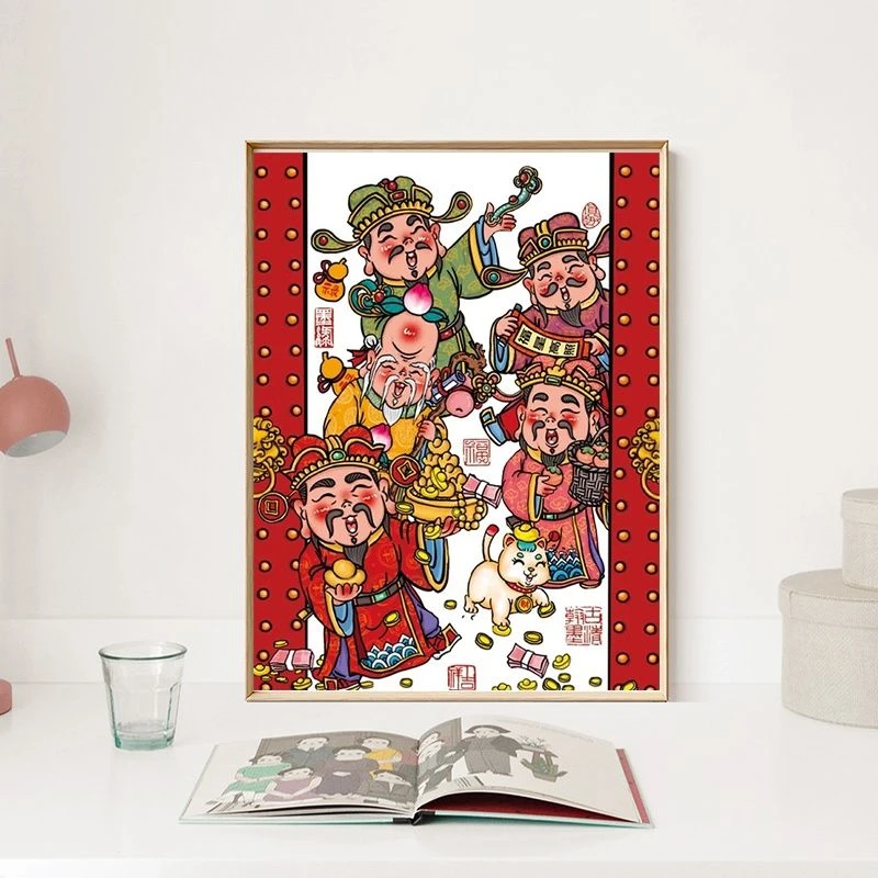 五福临门十字绣非满绣39色2025新款线绣客厅卧室玄关喜庆可爱卡通