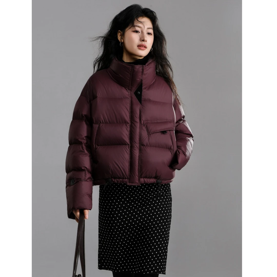 2024冬季新款立领短款面包服新标90白鸭绒羽绒服简约大气百搭812