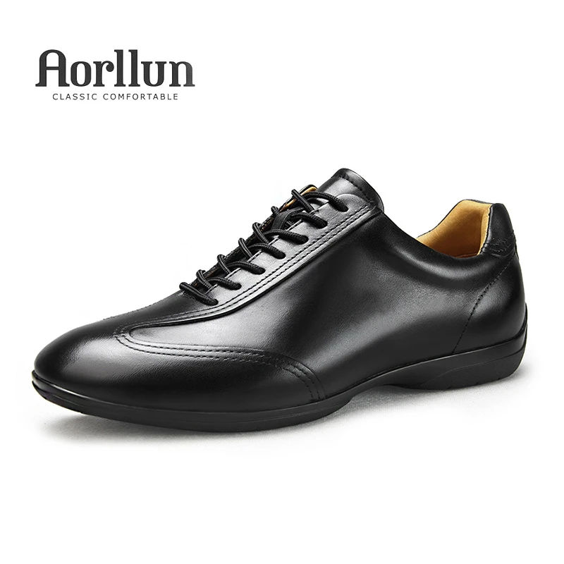 Aorllun/奥勒伦男土皮鞋真皮休闲软底舒适头层牛皮绅士正装商务鞋