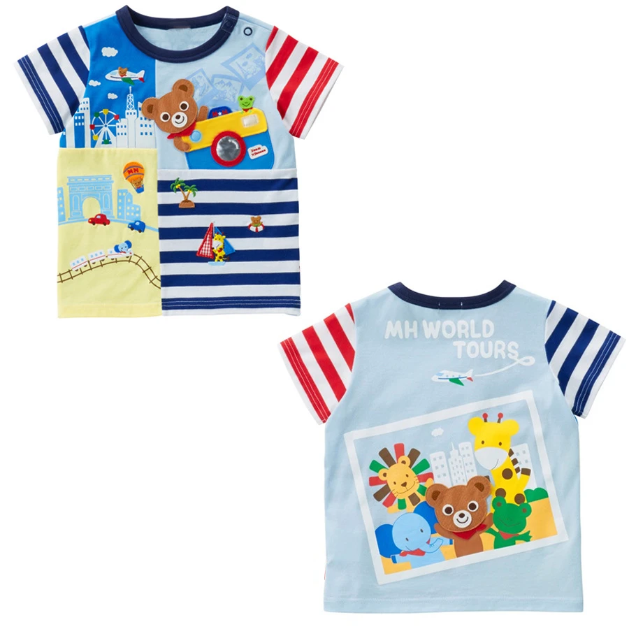 BW2049拼块豪华相机熊短袖T恤