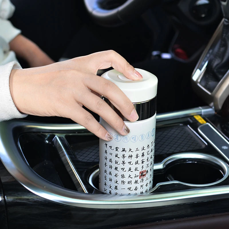 大悲咒心经佛经水杯车载便携新款316不锈钢内胆一键开盖保温杯