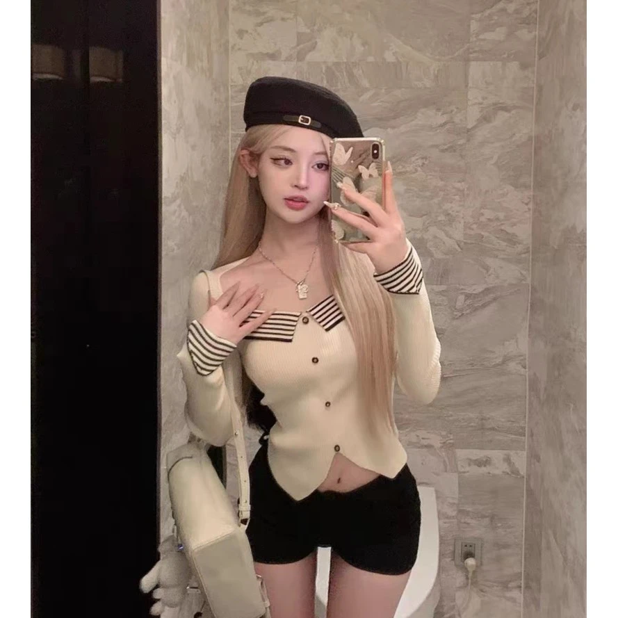 【布朗日记】8006微胖mm小香风法式露锁骨上衣双面磨毛加厚打底衫