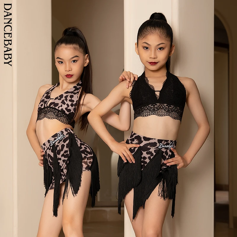 Dancebaby林意涵同款拉丁舞服装练功服女童吊带分体流苏裙DAS567