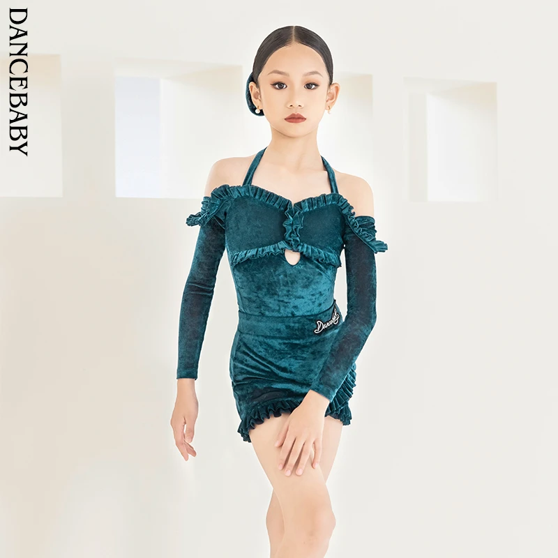 dancebaby拉丁舞服装练功服舞蹈服高级感套装秋冬女童舞服DAS808