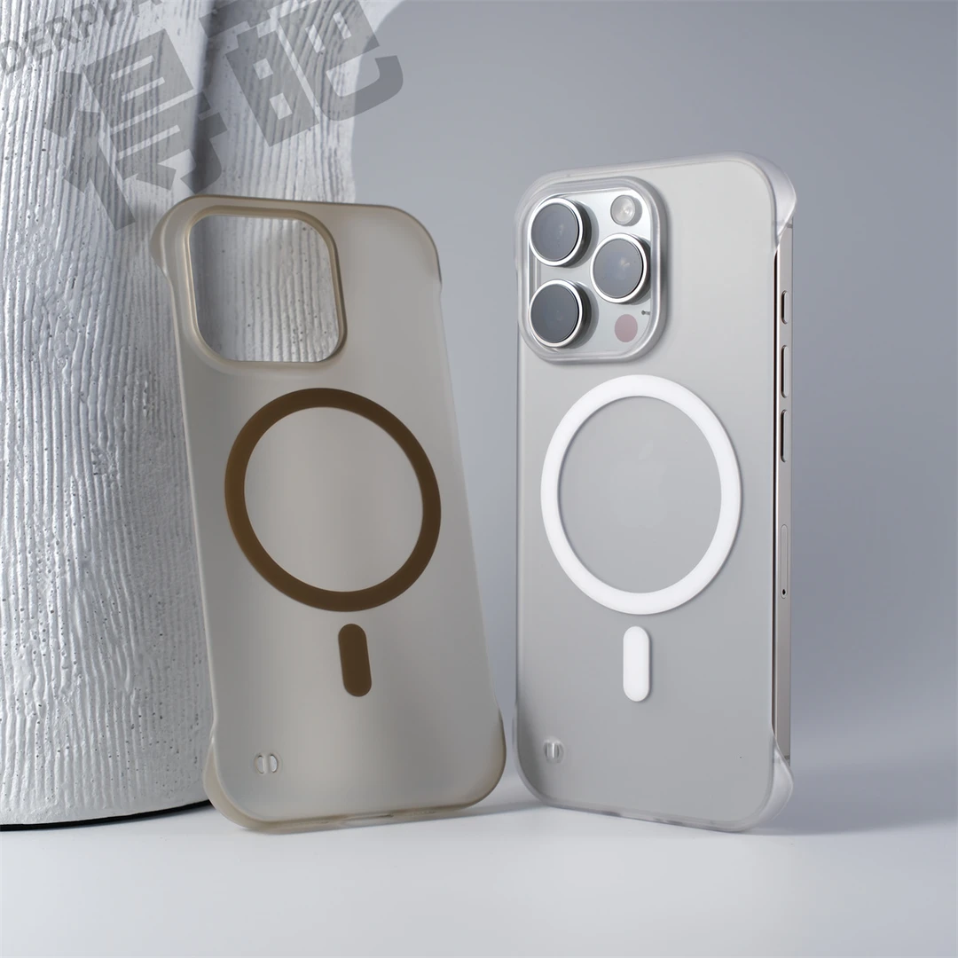 得葩无边框半透苹果17promax磁吸手机壳iPhone16轻薄裸感14/13/15