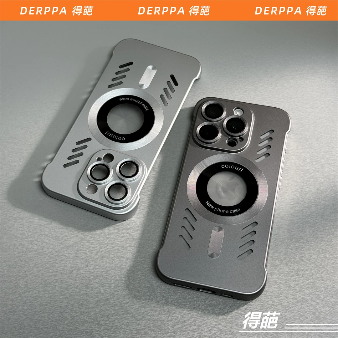 新款超薄无边框苹果15promax磁吸手机壳iPhone14pro散热保护套13