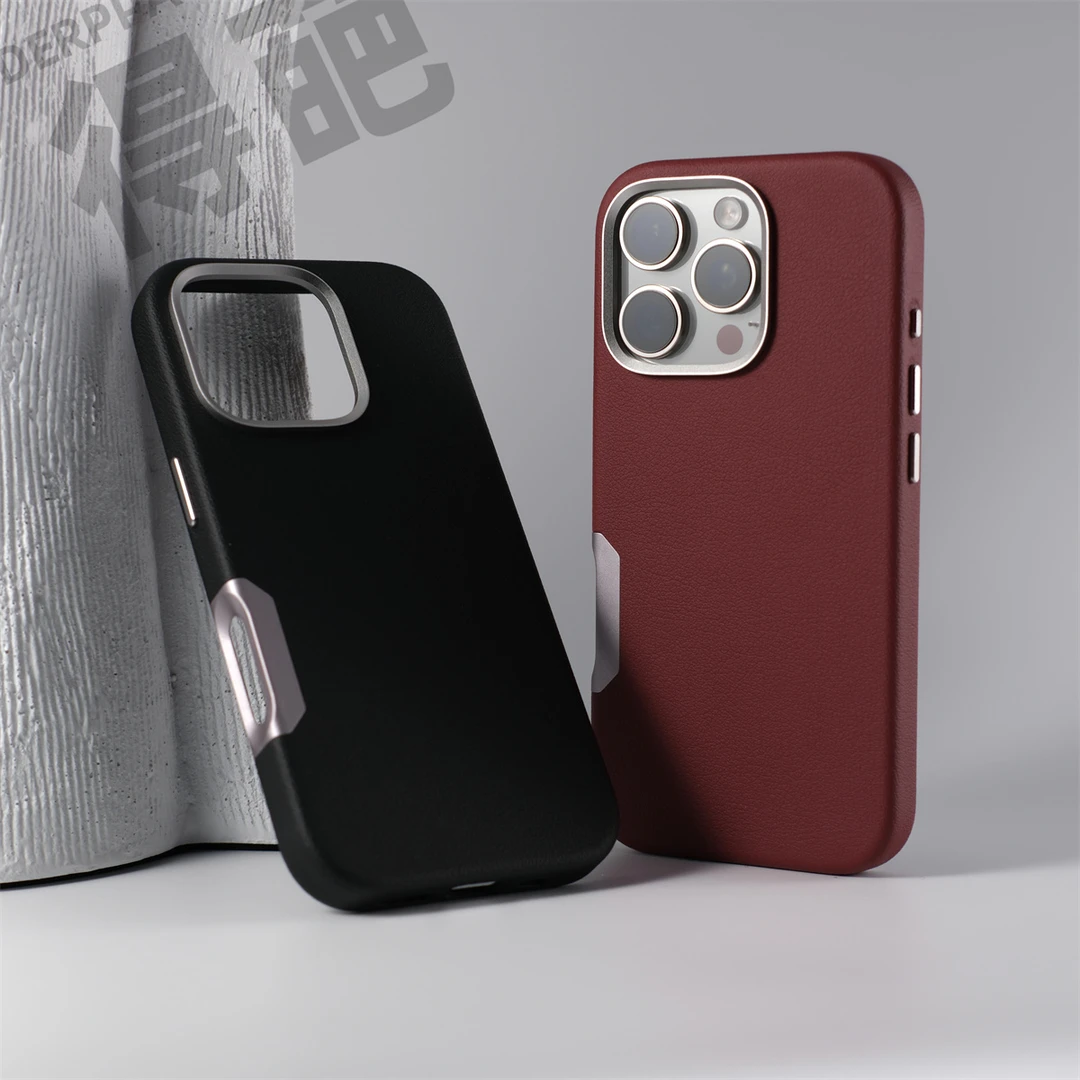 得葩高级素皮适用苹果16promax磁吸手机壳iPhone16pro亲肤防摔16