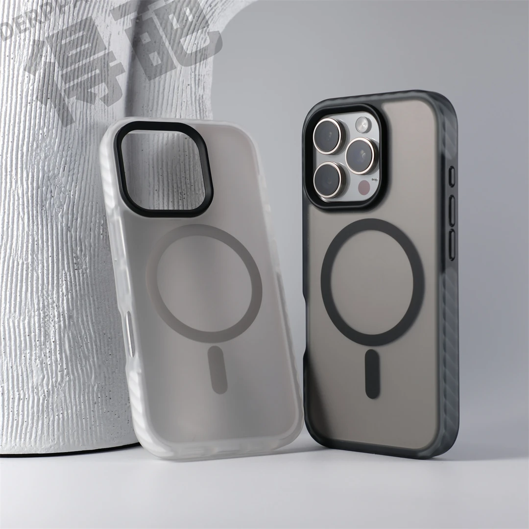 得葩软边防撞半透磨砂苹果16promax磁吸手机壳iPhone15p防摔14/13