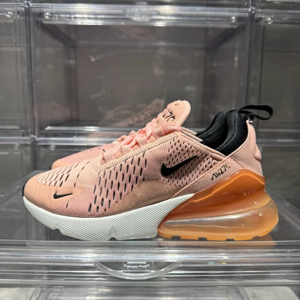 90新  36码 二手 无盒 Air Max270珊瑚粉 拼接防滑轻便低帮跑鞋