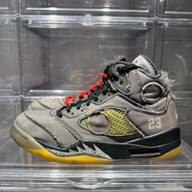 90新  43码 二手 无盒 OFF-WHITE x AJ5 黑蝉翼 复古篮球鞋