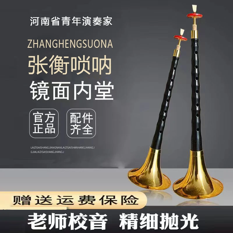 初学者专业级唢呐 精品黑檀木唢呐全套配件 精修四只哨片到手即用