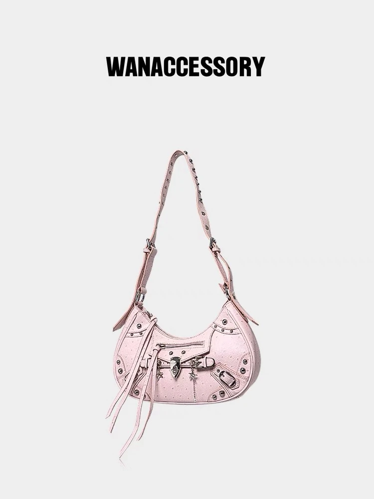 WANACCESSORY万蔻猫头鹰换脸铆钉机车月亮单肩斜跨包原创设计品牌