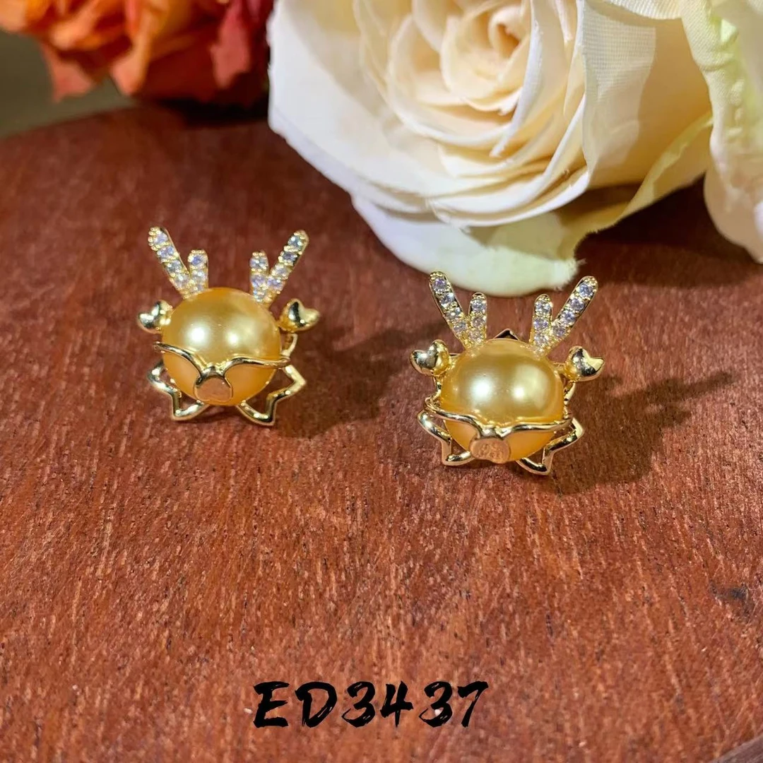 铜合金耳饰 气质轻奢时尚可爱百搭金色精致镶嵌精美小巧ed3437