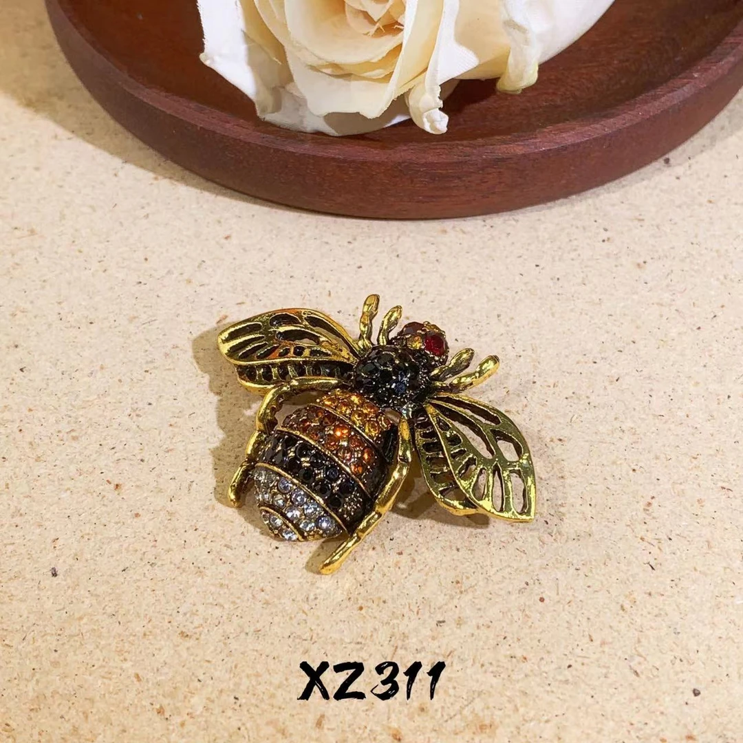铜合金合成锆石胸针 蜜蜂胸针 轻奢时尚复古小众xz311