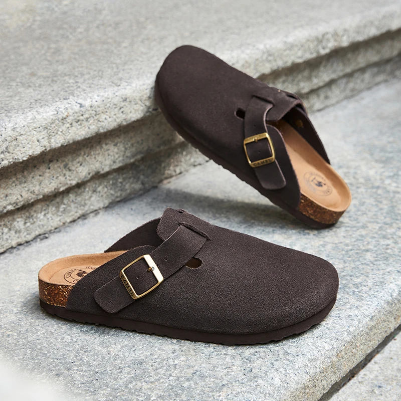 骆驼2025柔软复古绒面勃肯鞋防撞软弹透气止滑休闲凉鞋G14M074667