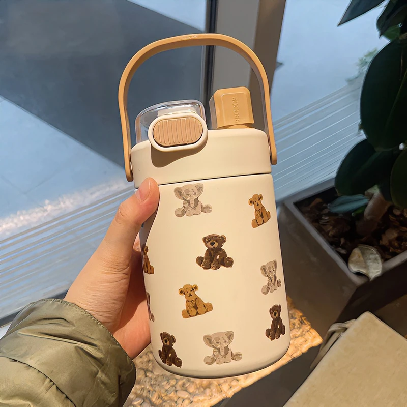 保温杯水杯女生高颜值牛奶杯2024新款双饮口手提316带茶隔杯子