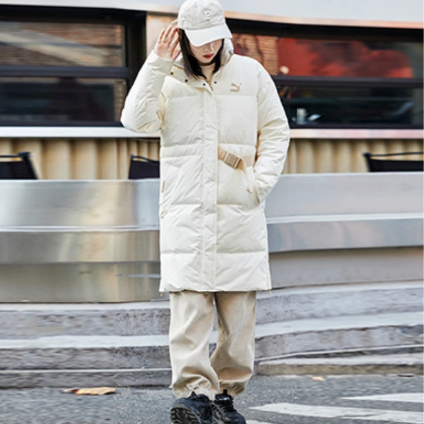 PUMA/彪马正品女士中长款白色冬季防风保暖羽绒服装 537602-65-01