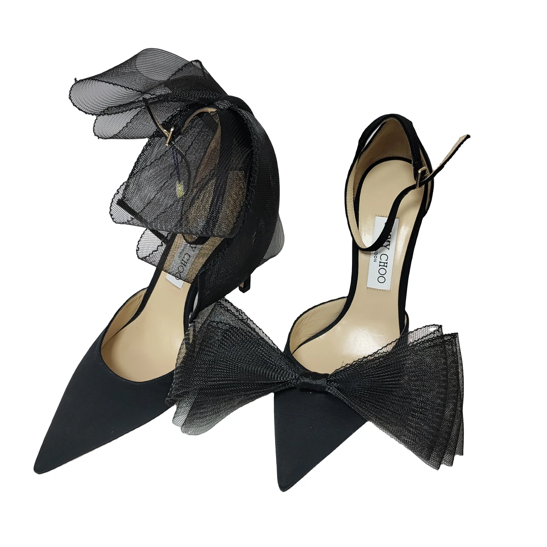 JIMMY CHOO/吉米周不对称罗纹网眼高跟鞋女 40码无盒 ZHG0257春夏