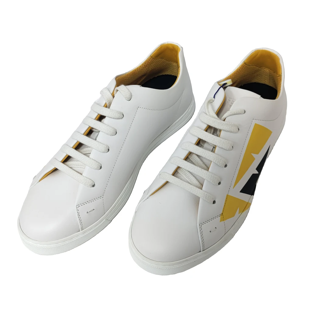 FENDI/芬迪皮革低帮时尚板鞋男款黄白黑 7码41码无盒 ZHG1902系带