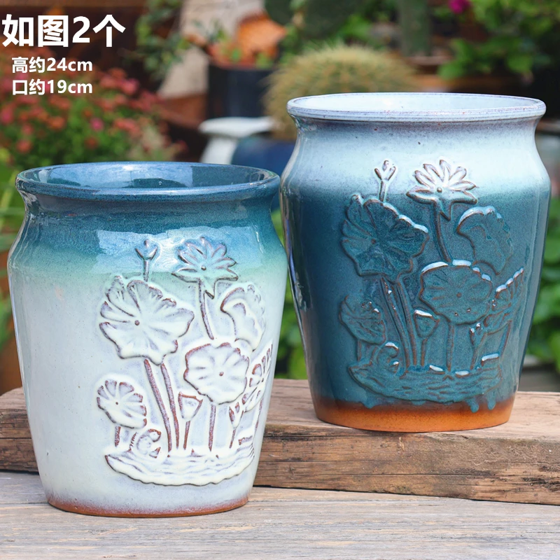 三角梅大口径特大号绿植手工陶瓷盆月季吊兰花盆透气粗陶罐多肉盆