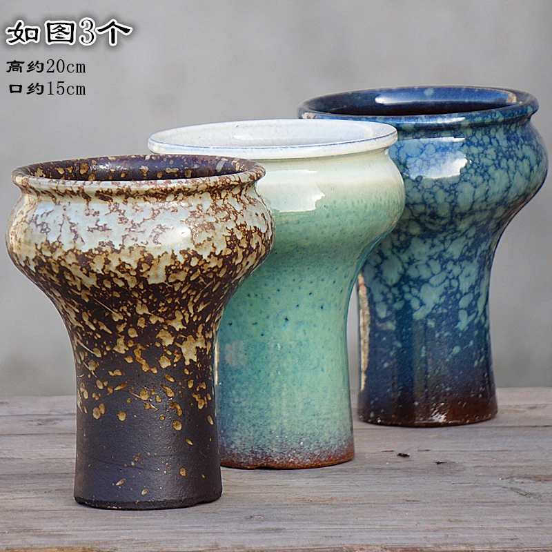 宜兴手工粗陶大口花盆多肉花盆透气紫砂盆陶瓷火锅盆老桩绿植花盆